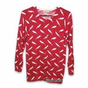 LOFT Outlet | red & white whale print cardigan sweater